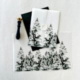 "Evergreen Tree Vellum Jackets | Set of 10" - Invitation Jackets and Overlays in green by Eva Friesen