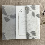 "Antique Hydrangea flower slate leaf printed vellum wrap for 5x7 card | pack of 10" - Invitation Jackets and Overlays in gray by Ivory Invitations
