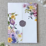 "Spring colorful florals vellum jacket | Set of 10" - Invitation Jackets and Overlays in multicolor by Maria Ferrer G.