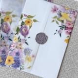 "Spring colorful florals vellum jacket | Set of 10" - Invitation Jackets and Overlays in multicolor by Maria Ferrer G.