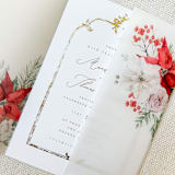"Holiday Florals Vellum Jacket | Set of 10" - Invitation Jackets and Overlays in multicolorassorted-colors by Megan Tendler