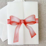 "Red bow watercolor vellum jacket | Set of 10" - Invitation Jackets and Overlays in red by Maria Ferrer G.