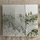 "Moss green vineyard landscape sketch printed vellum wrap for 5x7 card | pack of 10" - Invitation Jackets and Overlays in green by Ivory Invitations