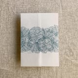 "Steel blue ruffled floral lace printed vellum wrap for 5x7 card | pack of 10" - Invitation Jackets and Overlays in blue by Ivory Invitations