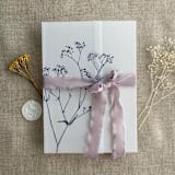 "Minimalist baby's breath flower navy color printed vellum wrap for 5x7 card  | pack of 10" - Invitation Jackets and Overlays in blue by Ivory Invitations