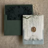 "Moss willow and swan vellum vellum wrap for 5x7 card | pack of 10" - Invitation Jackets and Overlays in green by Ivory Invitations