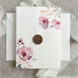 "Pink and purple wildflowers vellum jackets for invitations | Set of 10" - Invitation Jackets and Overlays in multicolorassorted-colors by Maria Ferrer G.