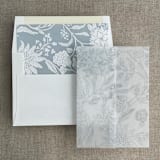 "Maeve botany breezy printed vellum wrap for 5x7 card | pack of 10" - Invitation Jackets and Overlays in blue by Ivory Invitations