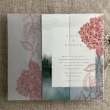 "Old rose Hydrangea floral printed vellum wrap for 5x7 card | pack of 10" - Invitation Jackets and Overlays in pink by Ivory Invitations