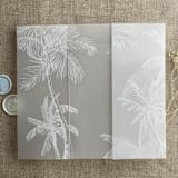 "White ink print Palm trees beach side vellum wrap for 5x7 card | pack of 10" - Invitation Jackets and Overlays in white by Ivory Invitations