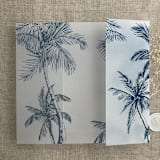 "Palm trees beach side navy printed vellum wrap for 5x7 card | pack of 10" - Invitation Jackets and Overlays in blue by Ivory Invitations