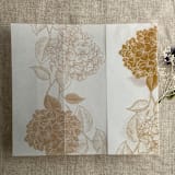 "Gold Hydrangea floral printed vellum wrap for 5x7 card | pack of 10" - Invitation Jackets and Overlays in gold by Ivory Invitations