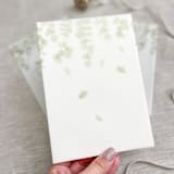 "Falling eucalyptus vellum wraps for 5x7 invitations | Set 0f 10" - Invitation Jackets and Overlays in green by Maria Ferrer G.