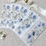 "Blue florals and butterflies vellum jacket | Set of 10" - Invitation Jackets and Overlays in blue by Maria Ferrer G.
