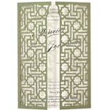 "Custom Laser Cut Cover for 5x7 Invitation | Set of 10 | Envelopes Included" - Invitation Jackets and Overlays in green by Self Stationery