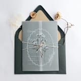 "Oval scallop framed white wild flowers printed vellum wrap for 5x7 card  | pack of 10" - Invitation Jackets and Overlays in white by Ivory Invitations