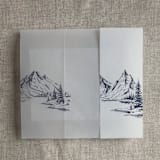 "Blue mountain sketch printed vellum wrap for 5x7 card | pack of 10" - Invitation Jackets and Overlays in blue by Ivory Invitations