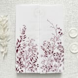 "Burgundy Botanical Vellum Jacket for 5x7 Wedding Invitations, Wine Plant Motif, Custom Color | Set of 10" - Invitation Jackets and Overlays in multicolor by Self Stationery