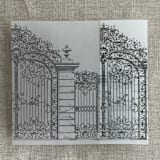 "Slate gray vintage style gate to the palace gardens vellum wrap for 5x7 card | pack of 10" - Invitation Jackets and Overlays in gray by Ivory Invitations