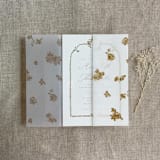 "Gold French roses lace floral printed vellum wrap for 5x7 card | pack of 10" - Invitation Jackets and Overlays in gold by Ivory Invitations