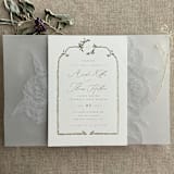 "Real gold foil pressed on vellum gold Etched grand peony vellum wrap for 5x7 card | pack of 10" - Invitation Jackets and Overlays in gold by Ivory Invitations