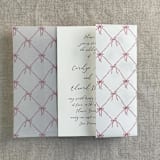 "Red bow white vellum wrap for 5x7 card | pack of 10" - Invitation Jackets and Overlays in red by Ivory Invitations