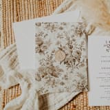 "Dark Brown Toile Vellum Jacket for 5 x 7 Wedding Invitations (set of 10)" - Invitation Jackets and Overlays in brown by Caroline Russo