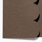 "Chocolate Textured, Scalloped, Embossed Invitation Jacket, Qty 10" - Invitation Jackets and Overlays in brown by The Savage Label