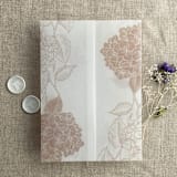 "Cashmere Hydrangea floral printed vellum wrap for 5x7 card | pack of 10" - Invitation Jackets and Overlays in beige by Ivory Invitations