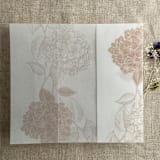 "Cashmere Hydrangea floral printed vellum wrap for 5x7 card | pack of 10" - Invitation Jackets and Overlays in beige by Ivory Invitations