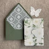 "Rosalie floral white vellum wrap for 5x7 card | pack of 10" - Invitation Jackets and Overlays in multicolorassorted-colors by Ivory Invitations