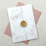 "Newport Wedding Map Vellum Jackets | Set of 10 | Pink & Neutral Color Options" - Invitation Jackets and Overlays in natural by Megan Tendler