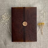 "Elegant peonies and berries printed brown colored vellum wrap for 5x7 card | pack of 10" - Invitation Jackets and Overlays in brown by Ivory Invitations