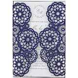 "Flower Lace Laser Cut Invitation Cover for 5x7 Card | Set of 10 | Envelopes Included" - Invitation Jackets and Overlays in blue by Self Stationery