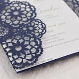 "Flower Lace Laser Cut Invitation Cover for 5x7 Card | Set of 10 | Envelopes Included" - Invitation Jackets and Overlays in blue by Self Stationery