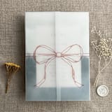 "Old rose ribbon bow printed vellum wrap for 5x7 card | pack of 10" - Invitation Jackets and Overlays in pink by Ivory Invitations