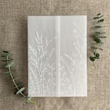 "White Frosted English botanical garden floral printed vellum wrap for 5x7 card | pack of 10" - Invitation Jackets and Overlays in white by Ivory Invitations