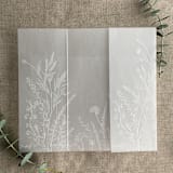 "White Frosted English botanical garden floral printed vellum wrap for 5x7 card | pack of 10" - Invitation Jackets and Overlays in white by Ivory Invitations