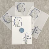 "Custom initials and blue wildflowers vellum wraps for invitations | Set of 10" - Invitation Jackets and Overlays in multicolorassorted-colors by Maria Ferrer G.