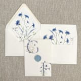 "Custom initials and blue wildflowers vellum wraps for invitations | Set of 10" - Invitation Jackets and Overlays in multicolorassorted-colors by Maria Ferrer G.