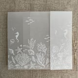 "White ink print under the sea illustration for destination wedding printed vellum wrap for 5x7 card  | pack of 10" - Invitation Jackets and Overlays in white by Ivory Invitations