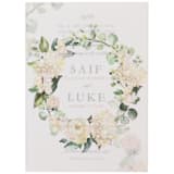 "Vellum Jacket with a Wreath of White Hydrangeas and Roses, Set of 10" - Invitation Jackets and Overlays in white by Self Stationery