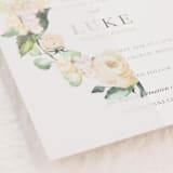 "Vellum Jacket with a Wreath of White Hydrangeas and Roses, Set of 10" - Invitation Jackets and Overlays in white by Self Stationery