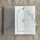 "Jessica minimalist navy vellum wraps for 5x7 card | pack of 10" - Invitation Jackets and Overlays in blue by Ivory Invitations