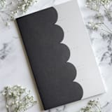 "Textured, Scalloped, Embossed Invitation Jacket, Qty 10" - Invitation Jackets and Overlays in black by The Savage Label