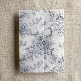 "Deep Blue poppy floral toile printed vellum wrap for 5x7 card | pack of 10" - Invitation Jackets and Overlays in blue by Ivory Invitations