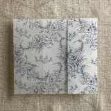 "Deep Blue poppy floral toile printed vellum wrap for 5x7 card | pack of 10" - Invitation Jackets and Overlays in blue by Ivory Invitations