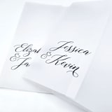 "Personalized Vellum Wrap with Couples Names (Set of 10)" - Invitation Jackets and Overlays in black by Caroline Russo