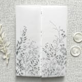 "Dark Green English Botanical Garden Floral Printed Vellum Wrap For 5x7 Invitation, Plant Motif Wrap, Custom Color | Set of 10" - Invitation Jackets and Overlays in green by Self Stationery