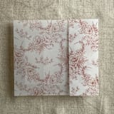 "Rust poppy floral toile printed vellum wrap for 5x7 card | pack of 10" - Invitation Jackets and Overlays in copper by Ivory Invitations